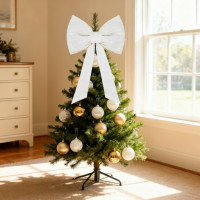 Ozdobná mašle Deco Glam & Shine 30x47+60 cm - bílá/zlatá