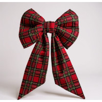 Ozdobná mašle DECO Glam Bow 50x40+50 cm - károvaná červená