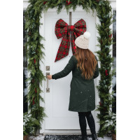 Ozdobná mašle DECO Glam Bow 50x40+50 cm - károvaná červená