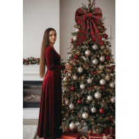 Ozdobná mašle DECO Glam Bow 50x40+50 cm - károvaná červená