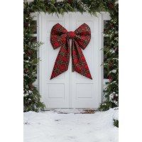 Ozdobná mašle DECO Glam Bow 50x40+50 cm - károvaná červená