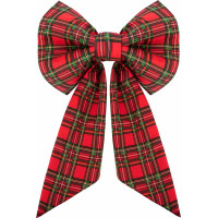 Ozdobná mašle DECO Glam Bow 50x40+50 cm - károvaná červená