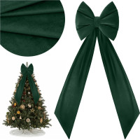 Ozdobná mašle DECO Velvet Glam Bow XXL 48x45x150 cm - zelená