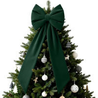 Ozdobná mašle DECO Velvet Glam Bow XXL 48x45x150 cm - zelená