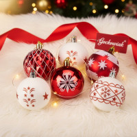 Sada vánočních baněk na stromeček SAPIN - 30 kusů - červené/bílé