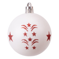 Sada vánočních baněk na stromeček SAPIN - 30 kusů - červené/bílé