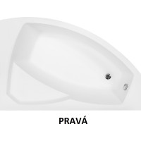 Asymetrická vana RIMA 160x100 cm - bez nožiček, pravá