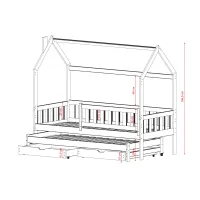 Dětská domečková postel s přistýlkou a šuplíky MATYLDA - 200x90 cm - bílá