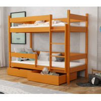 Dětská patrová postel z masivu borovice LEGEND se šuplíky - 200x90 cm