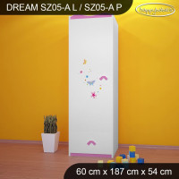 Dětská skříň ROZKVETLÁ LOUKA, typ 5A - růžová, levé provedení