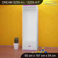 Dětská skříň ROZKVETLÁ LOUKA, typ 5A - růžová, levé provedení