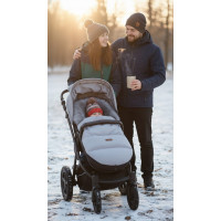 Dětský fusak do kočárku BABYMAM Premium - světle šedý melange/šedý