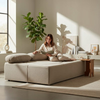 Pěnová pohovka BILL 200 - rozkládací - béžová