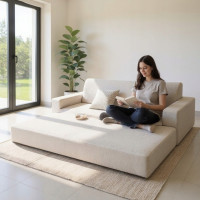 Pěnová pohovka LIVIA 200 - rozkládací - béžová