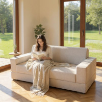 Pěnová pohovka LIVIA 200 - rozkládací - béžová