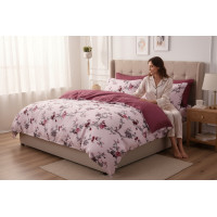 Ložní povlečení z mikrovlákna BLUMEN FLOWERS - 160x200 cm - růžové/bordó