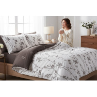 Ložní povlečení z mikrovlákna SATIN TOUCH - 160x200 cm - bílé/hnědé