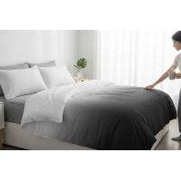 Ložní povlečení z mikrovlákna NATURAL GRAY - 160x200 cm - šedé/bílé