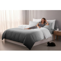 Ložní povlečení z mikrovlákna NATURAL GRAY - 160x200 cm - šedé/bílé