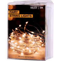 LED dekorativní osvětlení na drátku - 5m 50LED - studená bílá