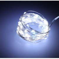 LED dekorativní osvětlení na drátku - 5m 50LED - studená bílá