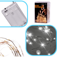 LED dekorativní osvětlení na drátku - 5m 50LED - studená bílá