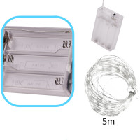 LED dekorativní osvětlení na drátku - 5m 50LED - studená bílá