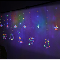 LED světelný závěs Sob, stromeček a zvoneček - 2,5 m 138LED - vícebarevné