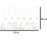 LED světelný závěs Sob, stromeček a zvoneček - 2,5 m 138LED - vícebarevné