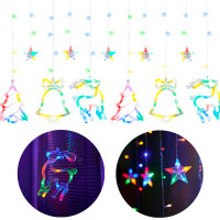 LED světelný závěs Sob, stromeček a zvoneček - 2,5 m 138LED - vícebarevné