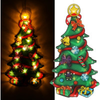 LED závěsná dekorace na okno - Vánoční stromek - 45 cm