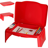 Dětský stolek do auta s úložným prostorem červený