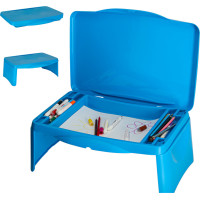 Dětský stolek do auta s úložným prostorem - modrý