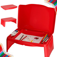 Dětský stolek do auta s úložným prostorem červený