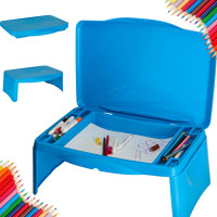 Dětský stolek do auta s úložným prostorem - modrý