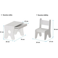 Dětský stolek se šuplíkem a dvěma židličkami - dub craft zlatý