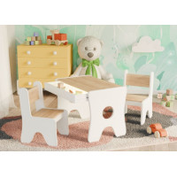 Dětský stolek se šuplíkem a dvěma židličkami - dub craft zlatý