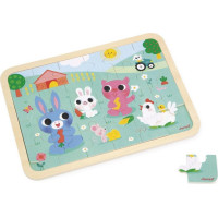 JANOD Dřevěné puzzle s hledáním rozdílů Farma 24 dílků