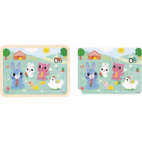 JANOD Dřevěné puzzle s hledáním rozdílů Farma 24 dílků