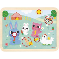 JANOD Dřevěné puzzle s hledáním rozdílů Farma 24 dílků