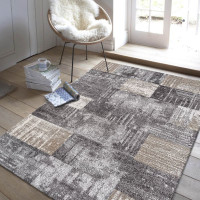 Kusový koberec PANNE squares - odstíny šedé