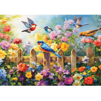 EUROGRAPHICS Puzzle Connecting Pieces: Hraví zahradní ptáci 24 dílků