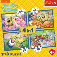 TREFL Puzzle SpongeBobův život 4v1 (35,48,54,70 dílků)