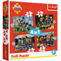 TREFL Puzzle Požárník Sam: Dobrodružství Požárníka Sama 4v1 (12,15,20,24 dílků)
