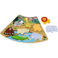 2Kids Toys Dřevěné puzzle Safari propojitelné