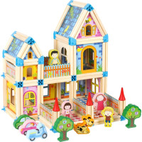 2Kids Toys Dřevěná stavebnice Zámek barevný