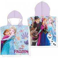 Dětská rychleschnoucí osuška s kapucí FROZEN 50x100 cm - fialová/světle modrá