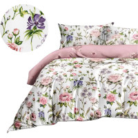 Ložní povlečení z mikrovlákna FLOWER DREAM - 160x200 cm - bílé/růžové