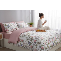 Ložní povlečení z mikrovlákna FLOWER DREAM - 160x200 cm - bílé/růžové