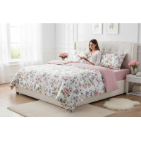 Ložní povlečení z mikrovlákna FLOWER DREAM - 160x200 cm - bílé/růžové